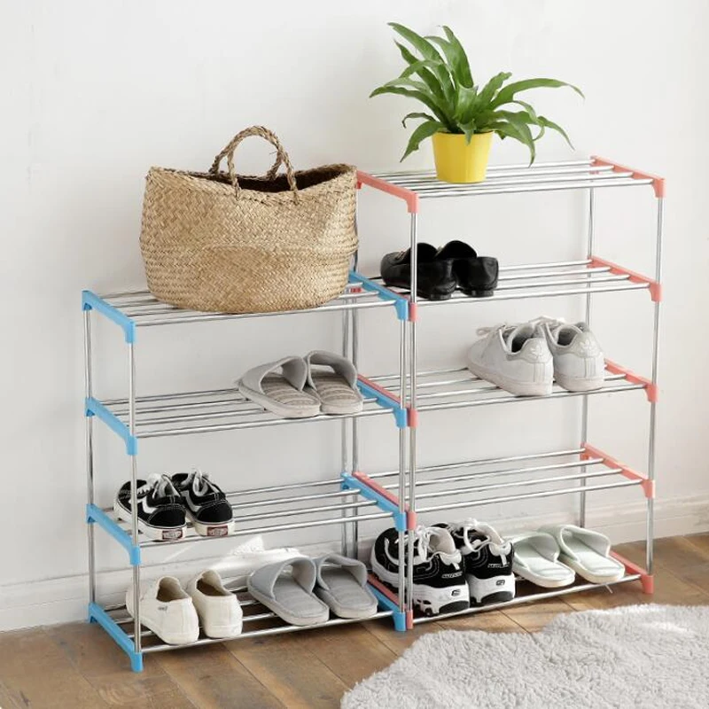 Shoes Rack Home Dormitory Removable Shoe Racks Storage Organizer Livingroom Stainless Steel Shoes Shelf Shoe Cabinets