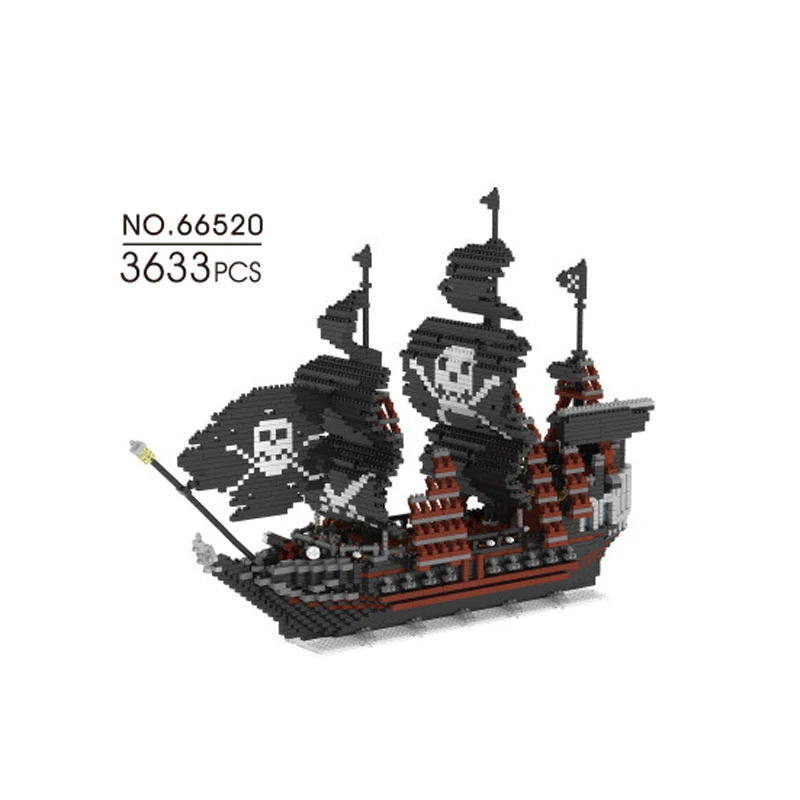 

Classic Movie Caribbean Pirates Micro Diamond Block Black Pearl Ship Building Bricks Model Nanobrick Toys Collection For Gifts