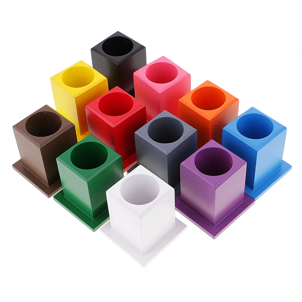 Montessori Material Toy 11 Colored Pencil Holders Kids Color Shape Learning