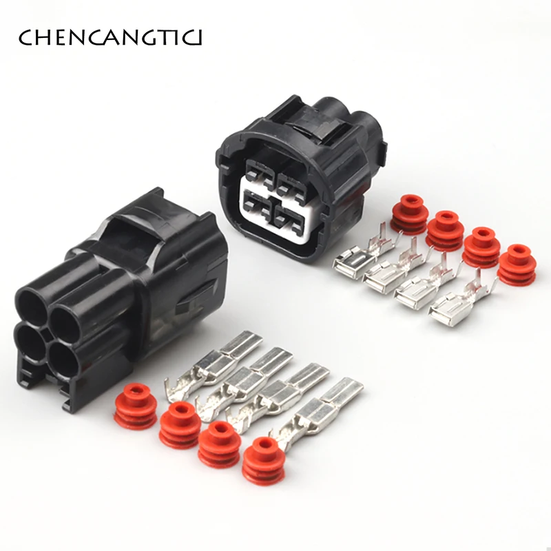 1 Set 4 Pin Waterproof Electric Fan Plug Socket Automotic Male Female Connector 7283-7041-40 7282-7041-40