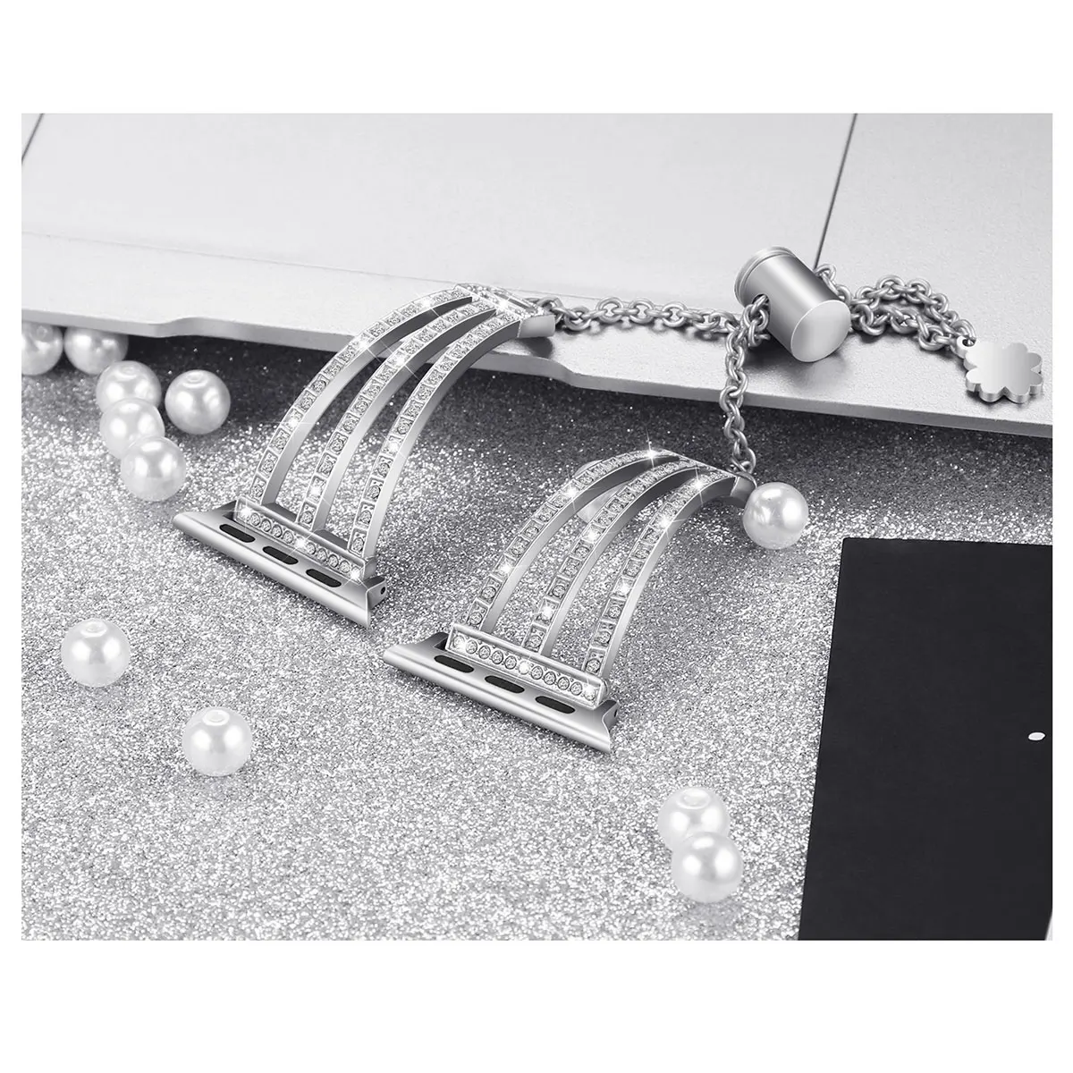 Metal diamond strap Compatible with Apple watch 44mm 42mm 40mm 38mm Women replacement bracelet strap for iwatch 7 6 5 43 SE band