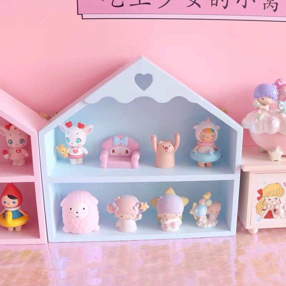 Cute Wooden Desktop Storage Rack for Girls, Pink Cabinet, Cosmetic Rack, Brush Organizer, Home, Bedroom Decoration, Cute Ornamen