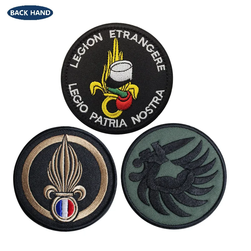 French Foreign 8cm Embroidery Patches Badges Emblem Accessory Hook and Loop Outdoor Bag With Sticker