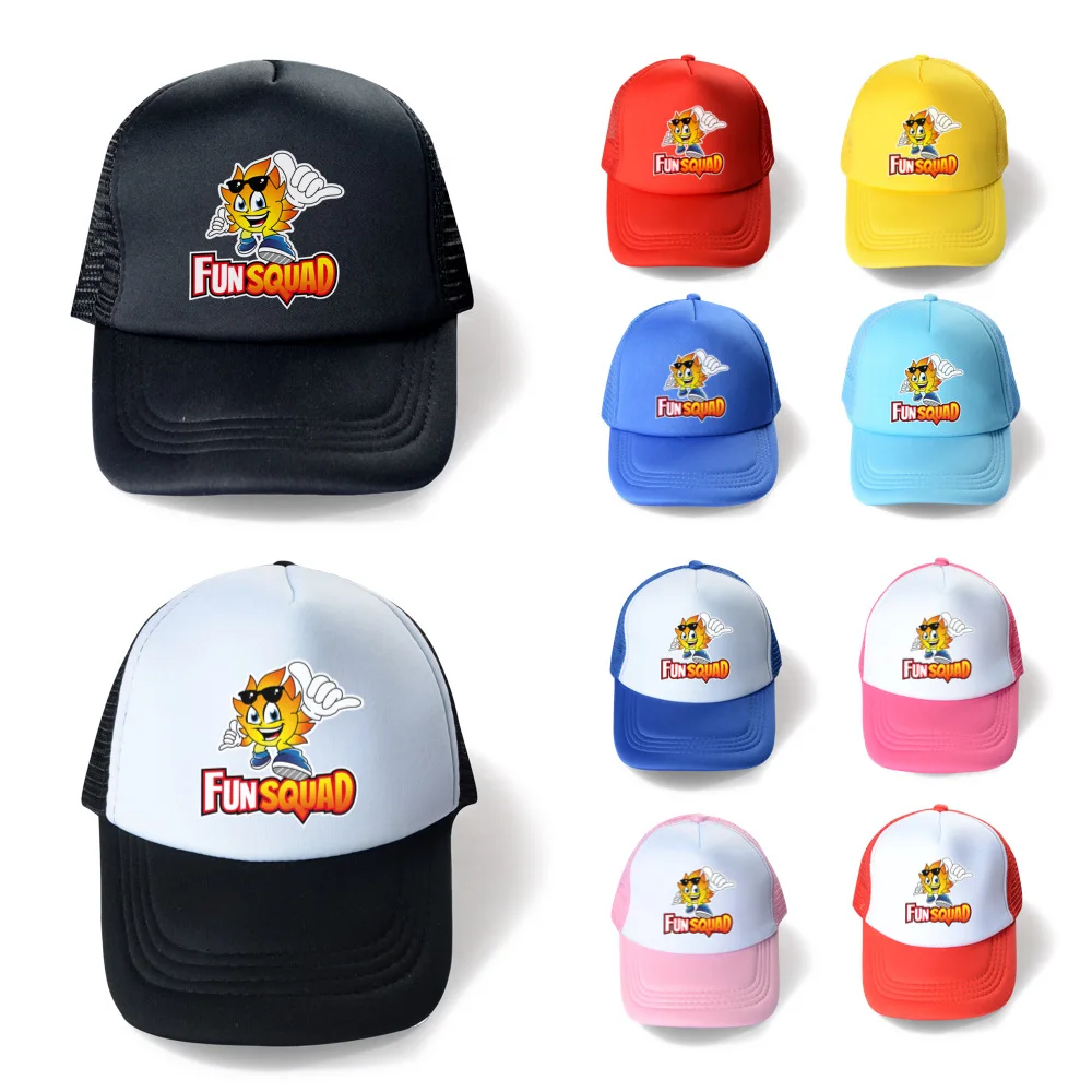 2024 Fashion New Fun Squad Cartoon Kids Adjustable Baseball Cap Children Boys Girls Mesh Hat Baby Sun Hat