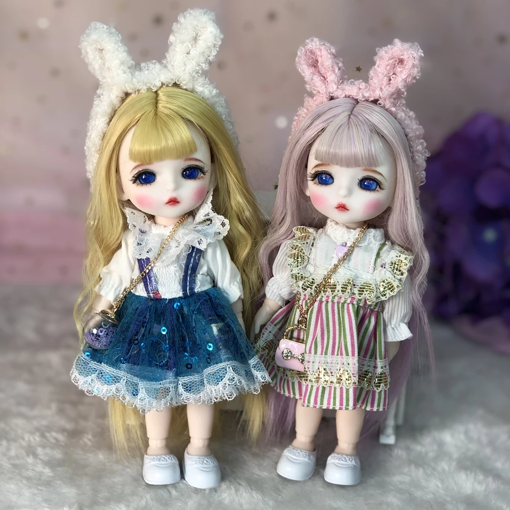 1/8 Scale BJD 16cm Super Cute Angel Doll Princess Hand Makeup Dolls OB11 Body Joints Mini Figures Model Kids Toys Girl Gift