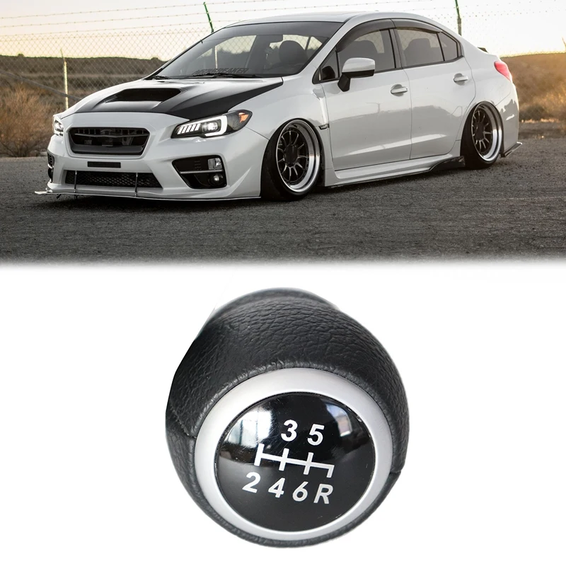مقبض عصا تروس جلد 6 سرعات لتصفيف السيارة لسيارات سوبارو امبريزا WRX STI 2009-2018 #2