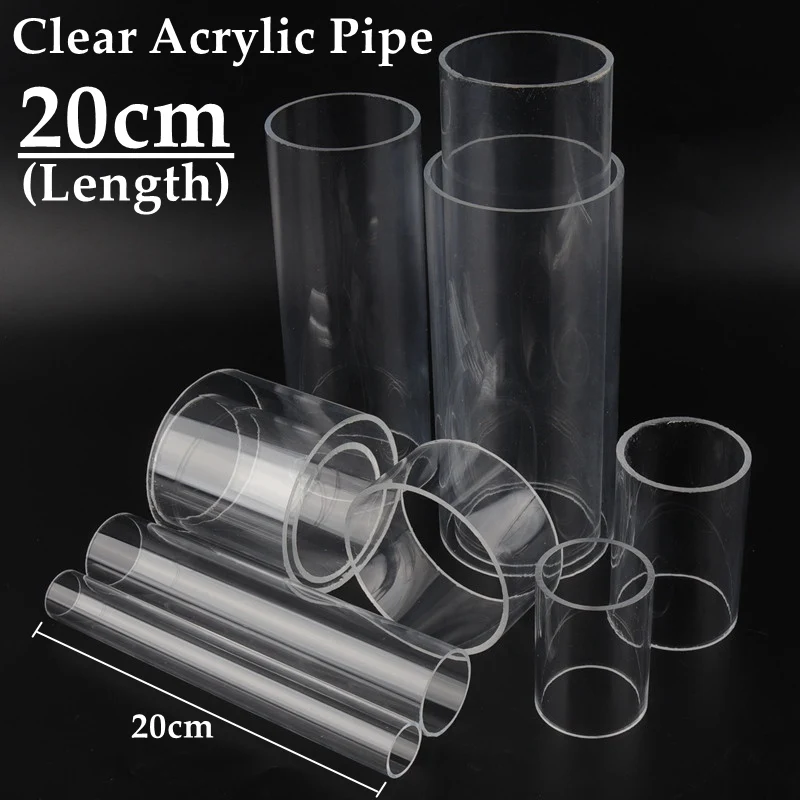 2 szt. Przezroczysta rurka z pleksiglasu do akwarium akwarium z przezroczystego szkła rury akrylowe O wysokości 20cm O.D16-110mm