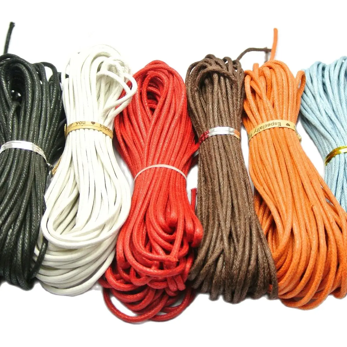 120 Meters Mixed Color Waxed Cotton Beading Cord 2mm Jewelry String 12 Color