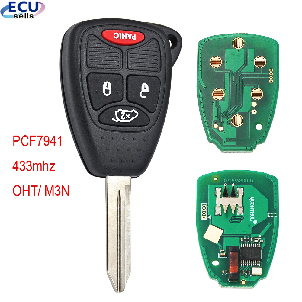 3+1 buttons Remote Key Fob With PCF7946 Chip 433mhz for Chrysler 300C Sebring PT Cruiser 05179516AA OHT M3N both can for