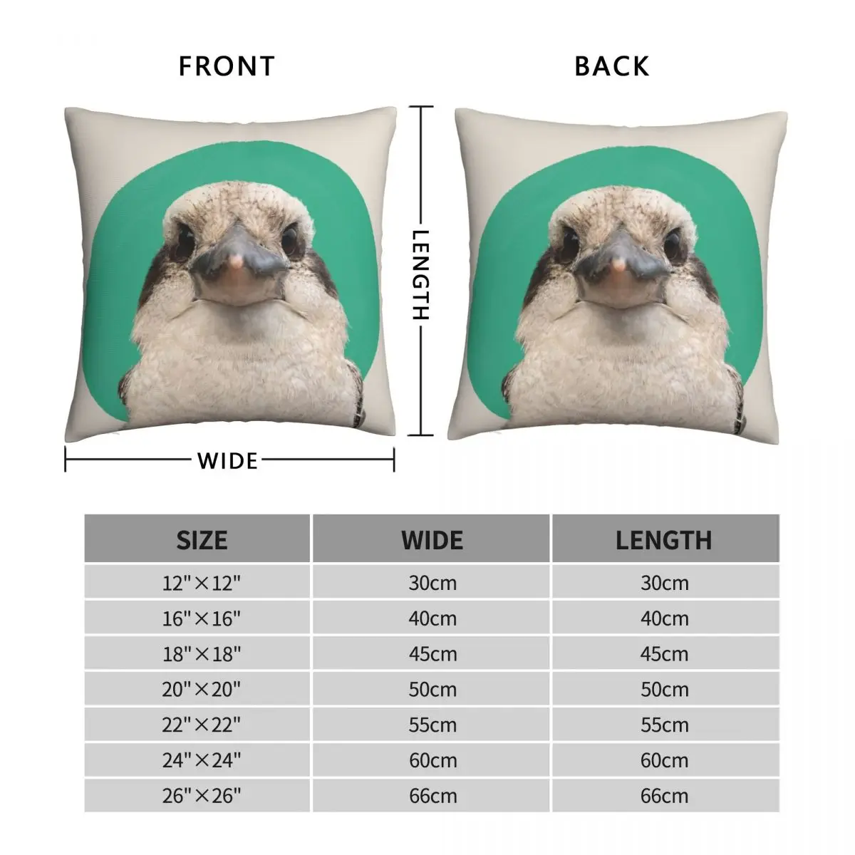 Mabel The Kookaburra Square Pillowcase Polyester Linen Velvet Pattern Zip Decor Room Cushion Cover