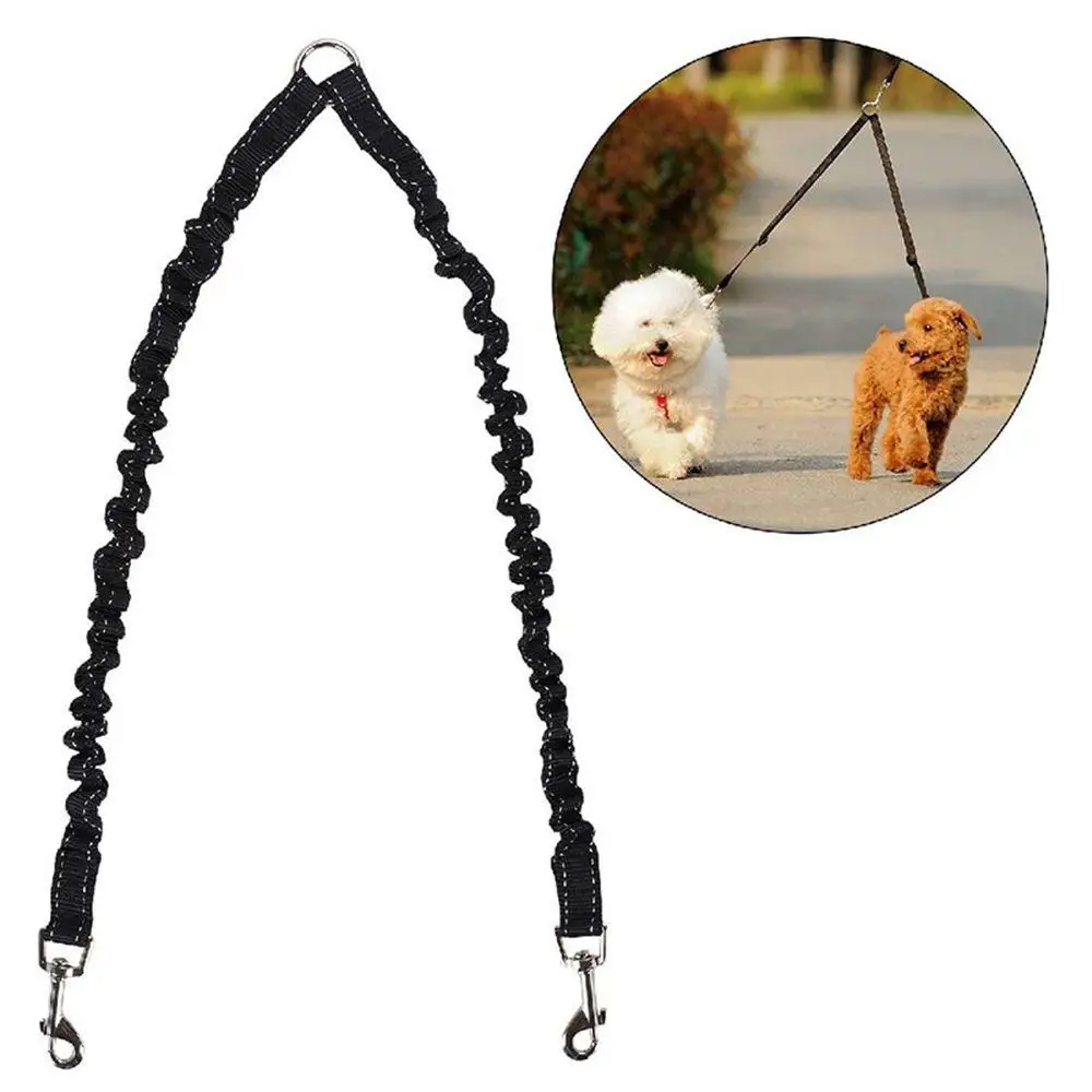 Coupler Double Dog Walking Leash Elastic Bungee Twin Two Dog Leads Splitter Hot