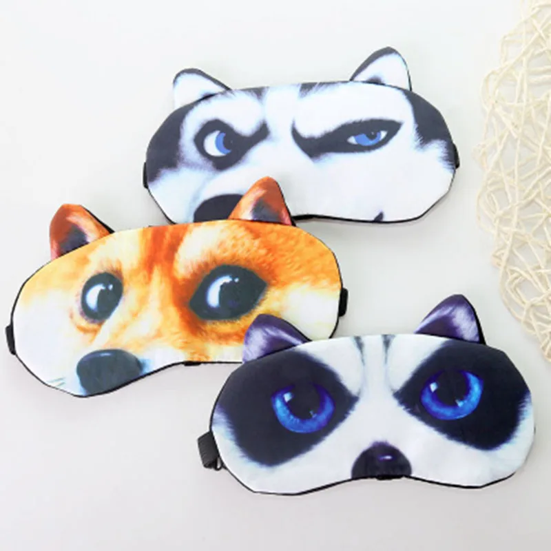 1PCS 3D Sleeping Mask Cute Cartoon Cat Dog Sleeping Eye Mask Eyeshade Cover Soft Portable Animal Blindfold Eyepatch Eye Cover