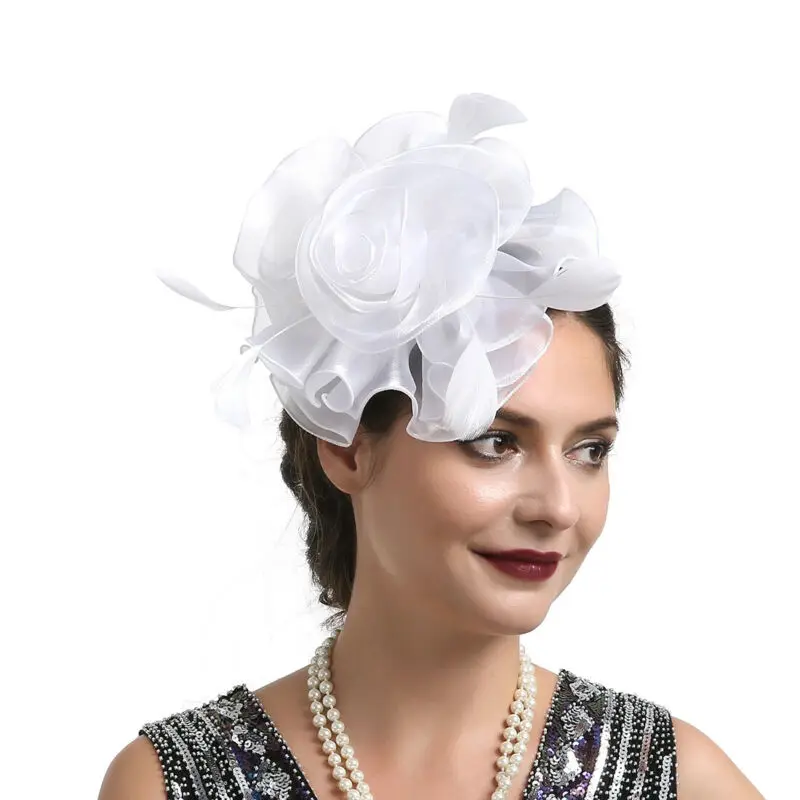 Fashion Feather Mesh Fascinator Hat Hair Clip Women Cocktail Wedding Party Bridal Hat Fascinator Ladies Dress Hair Headband