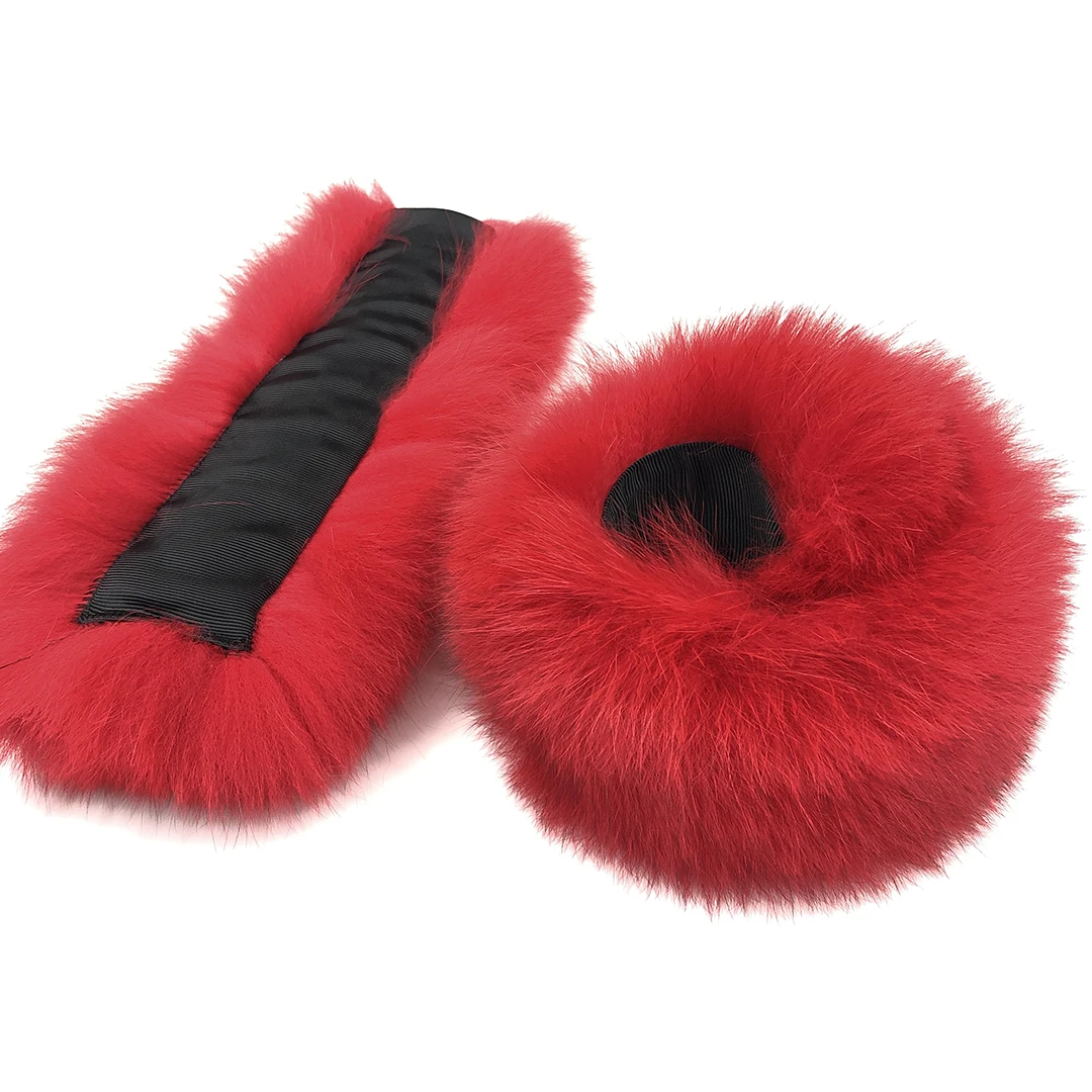 Fashion Wrist Custom Fur Cuffs Winter Women Real Fox Fur Sleeve Cuffs Cute Fluffy Clap Ring Coat Decoration