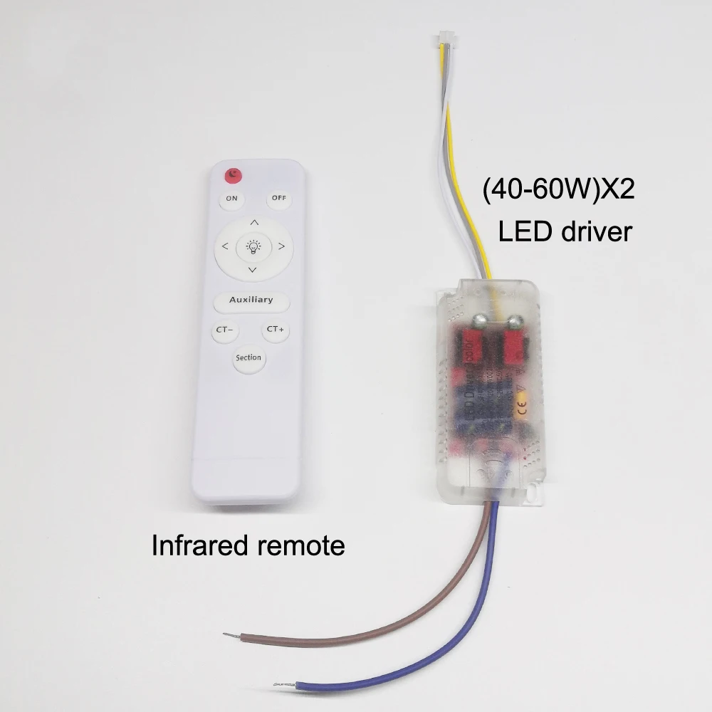 Infrared remote control LED driver 3 colors ceiling lamp transformer (40-60W)X2 input 165-265V  output 120-200V 240mA