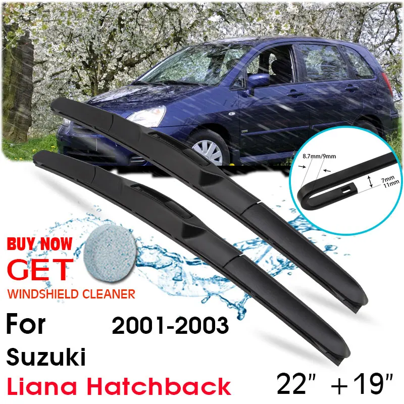 

Car Wiper Blade Front Window Windshield Rubber Silicon Refill Wiper For Suzuki Liana Hatchback 2001-2003 22"+19" Car Accessories