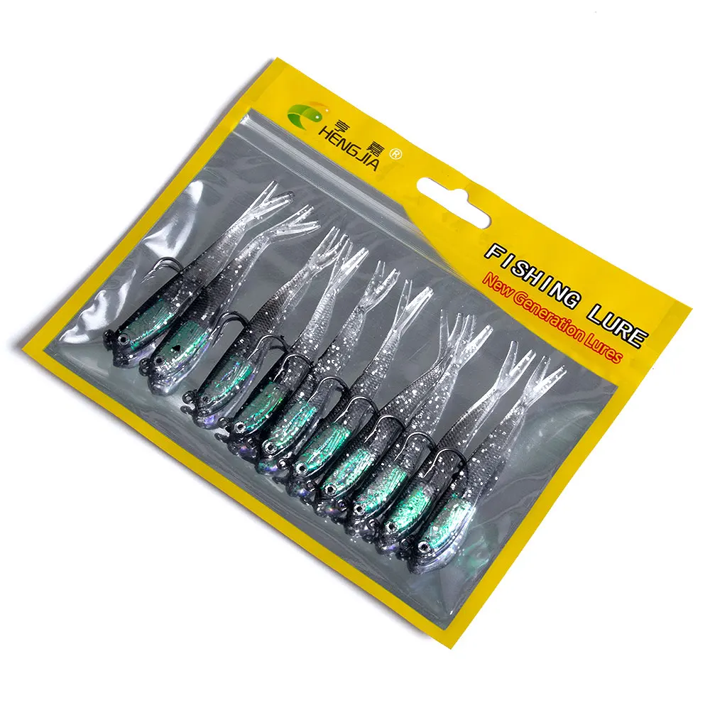 HENGJIA 10 قطعة 7 سنتيمتر 5 جرام لينة إغراء الصيد Wobblers شاد swim Bait الرقص غرق الطعم ل باس بايك المياه المالحة و المياه العذبة الصيد