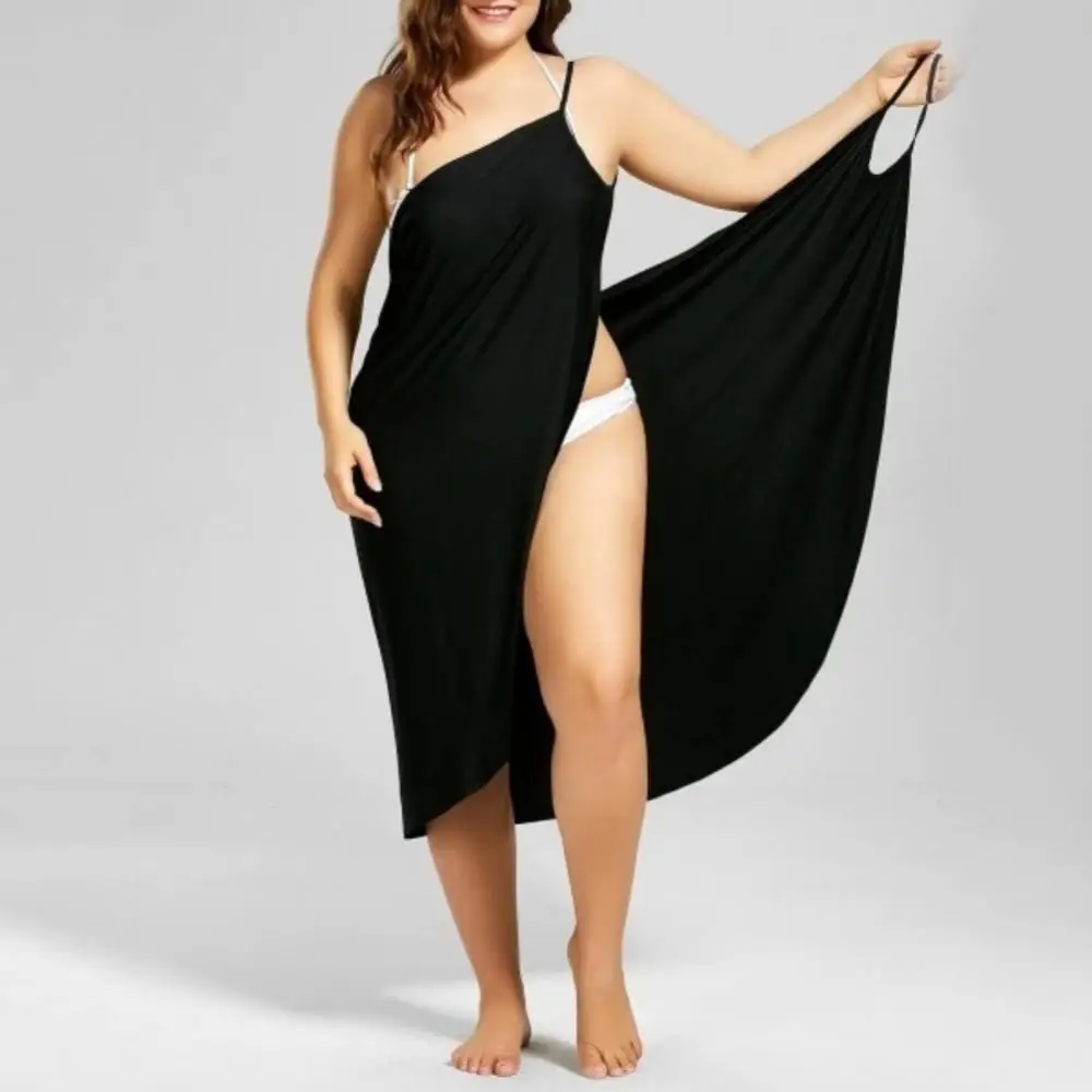 2023 Plus Size Summer Beach Sexy Women\'s Pure Color Sling Wrap Skirt Bikini Cover Up Skirt Apron Beach Dress