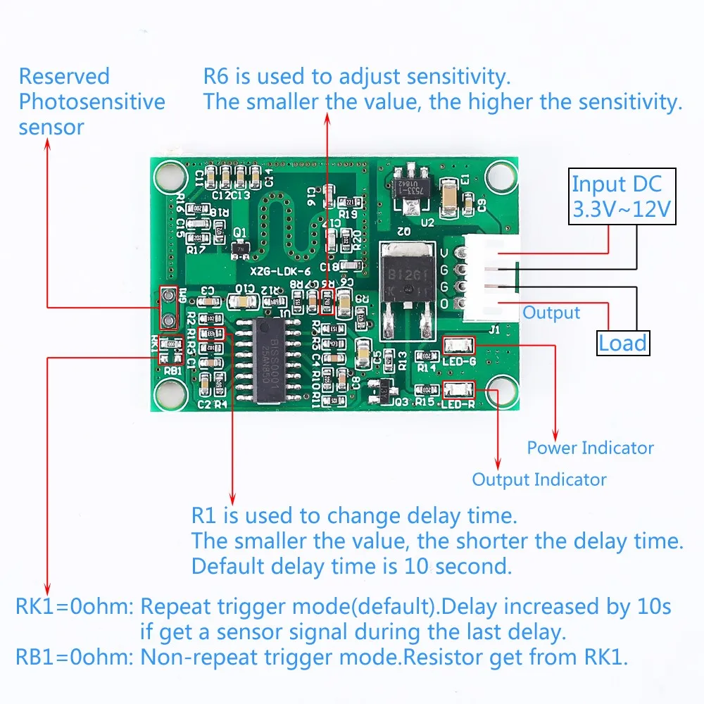 Microwave Radar Sensor Module Delay Time Relay Switch Controller 3.3V 5V 12V 24V 36V Sensing Distance 5m 10m 15m