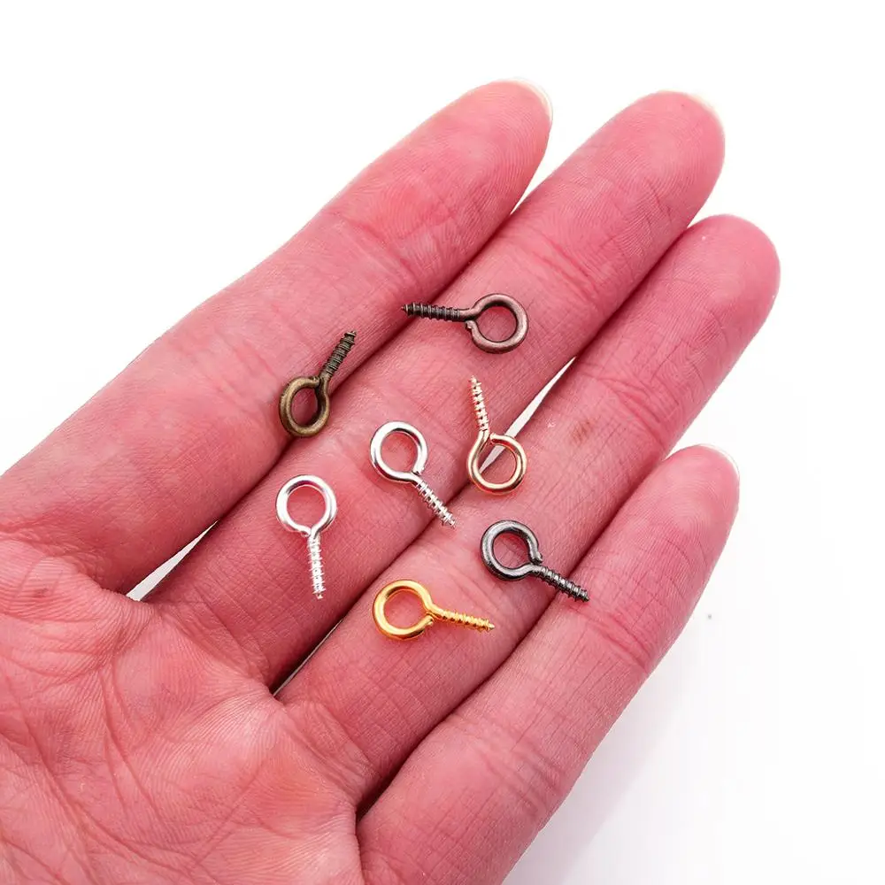 200pcs Small Tiny Mini Eye Pins Eyepins Hooks Eyelets Screw Threaded Gold Rhodium Clasps Hooks For DIY Jewelry Making Findings