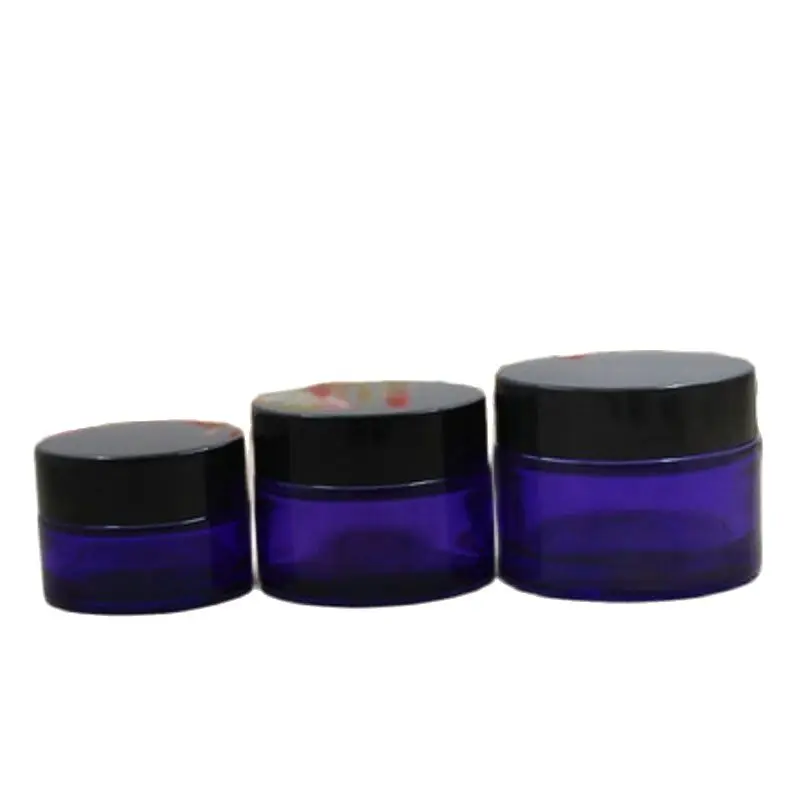 20Pcs Refillable 20G 30G 50G Clear Purple Glass Jar Cosmetic Packaging Container Travel Bottle Black Lid Eye Cream Jars