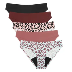 2023 New Style Leopard Women Breathable Menstrual Period 4 Layers Leakproof 35ML Absorbent Seamless Reusable Panties