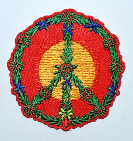 100x Peace sign hippie boho retro flower power love hippy Sun Iron On patch Applique (≈ 7 cm)