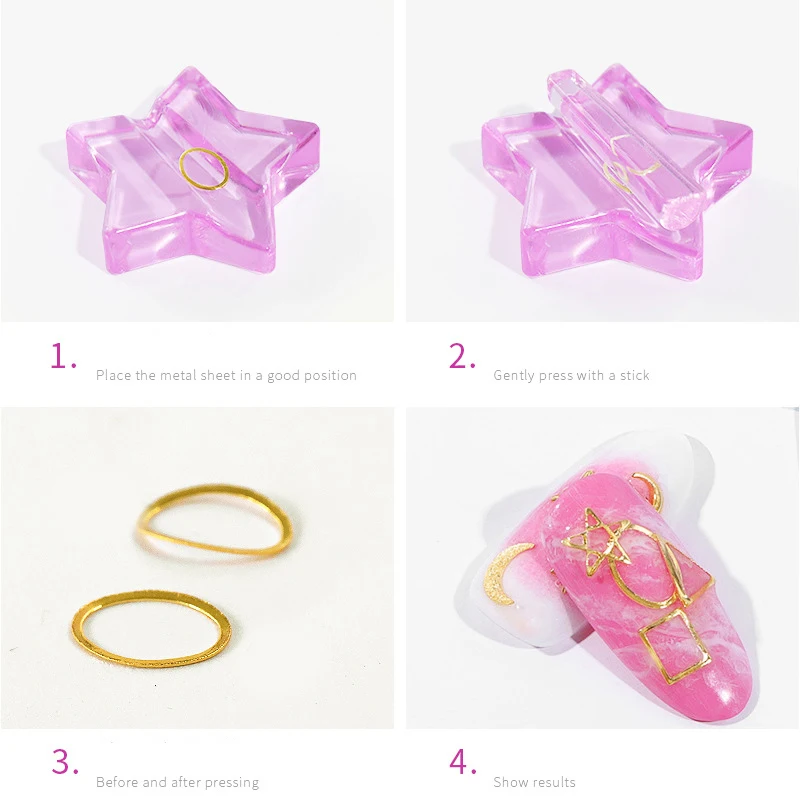 Rosa geprägte Nail Art Form Metall Hohlscheibe Rahmen Biegung Kurve Werkzeuge Acryl Radian Stick Dekorationen Maniküre Zubehör – Detail 4