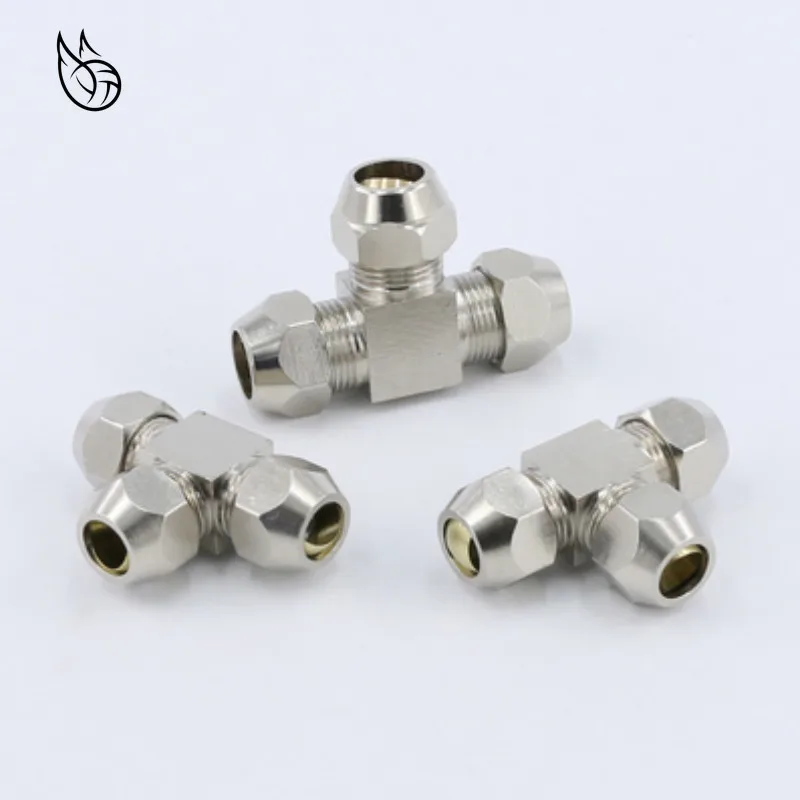 

Pneumatic fittings Brass T Type 4 6 8 10 12 14 16mm OD Tube Compression Ferrule Tube Compression Fitting Connector