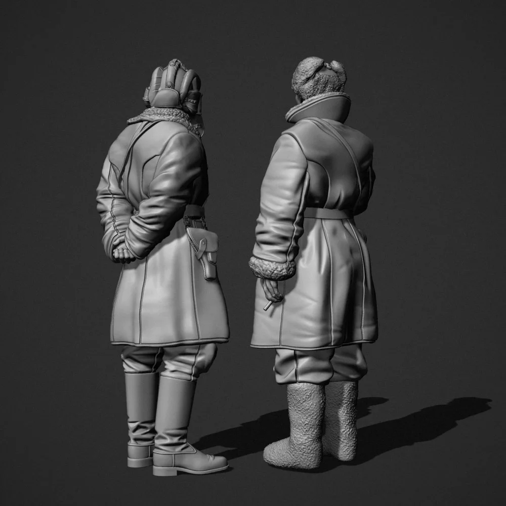 1/35  Resin Model Figure ，Soviet Union Soviet tank officers in sheepskin coat set ,  Unassembled and unpainted kit