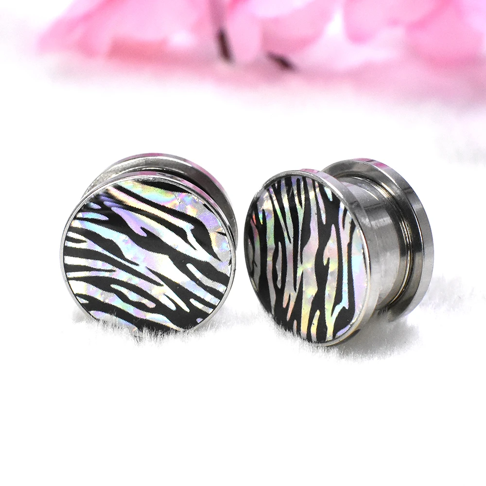 Sexy Tiger Stripes Design Ear Gauges Tunnels and Plug Stainless Steel Ear Expander Studs Stretching Body Piercing Jewelry 6-30mm