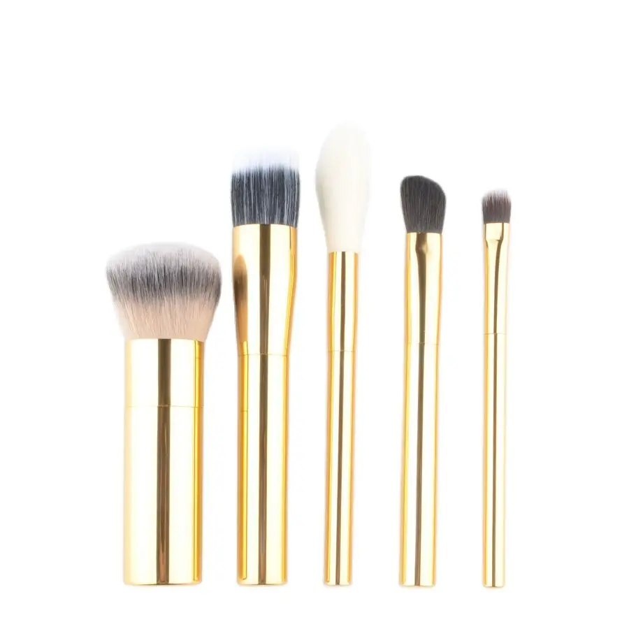 5pcs/Set Gold Make up brushes tool Kit Professional Makeup brush Set Metal Blusher Foundation eye Shadow smudge Blending brush