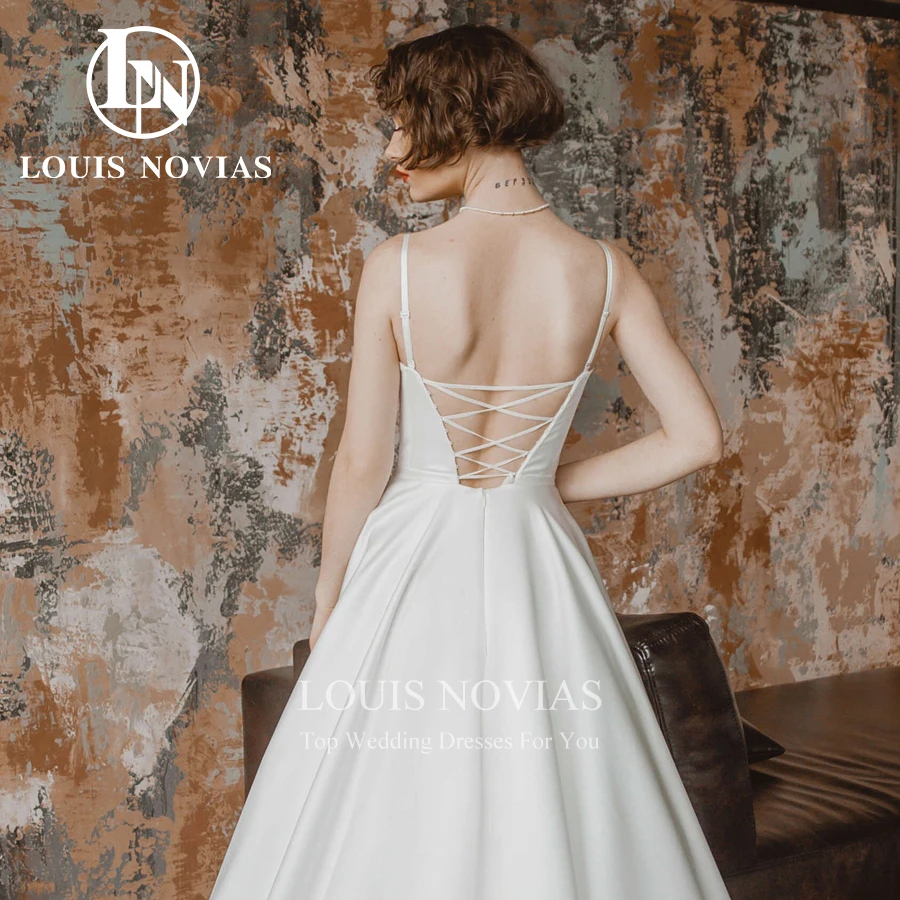 LOUIS NOVIAS атласное свадебное платье сексуальное Vestidos De Novia на тонких бретельках милое свадебное платье без рукавов трапециевидные платья невесты