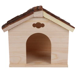 1pc Squirrel Guinea Pig Cabin Wood House Log Cabin Chinchilla And Guinea Pigs Hut Hideout for Pet Shop Home (Brown, Khaki)