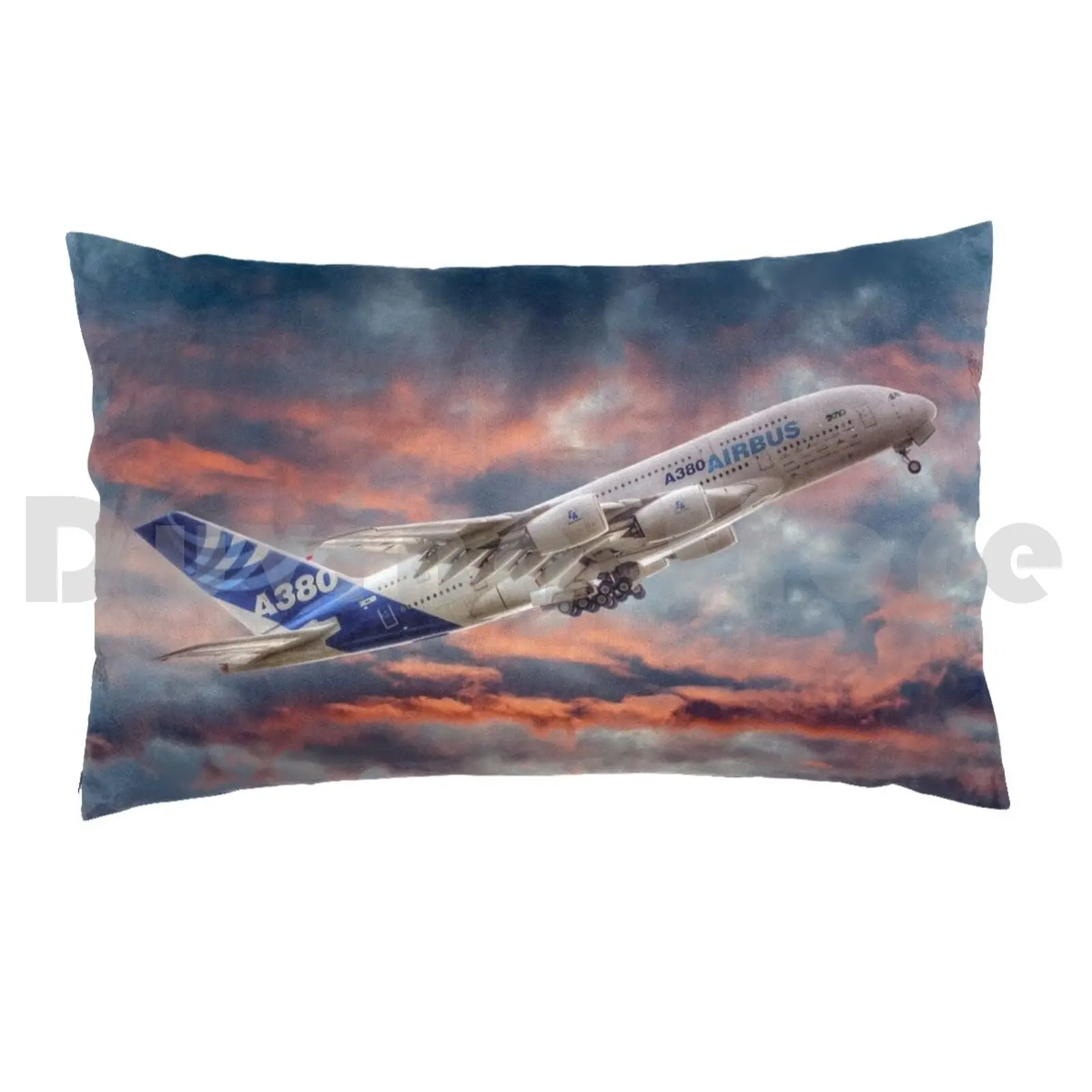 Airbus A380-Sunset Pillow Case DIY 50*70 Airbus A380 A380 Airplane Airplane Plane Jet Filton Passenger Plane Civil Sky