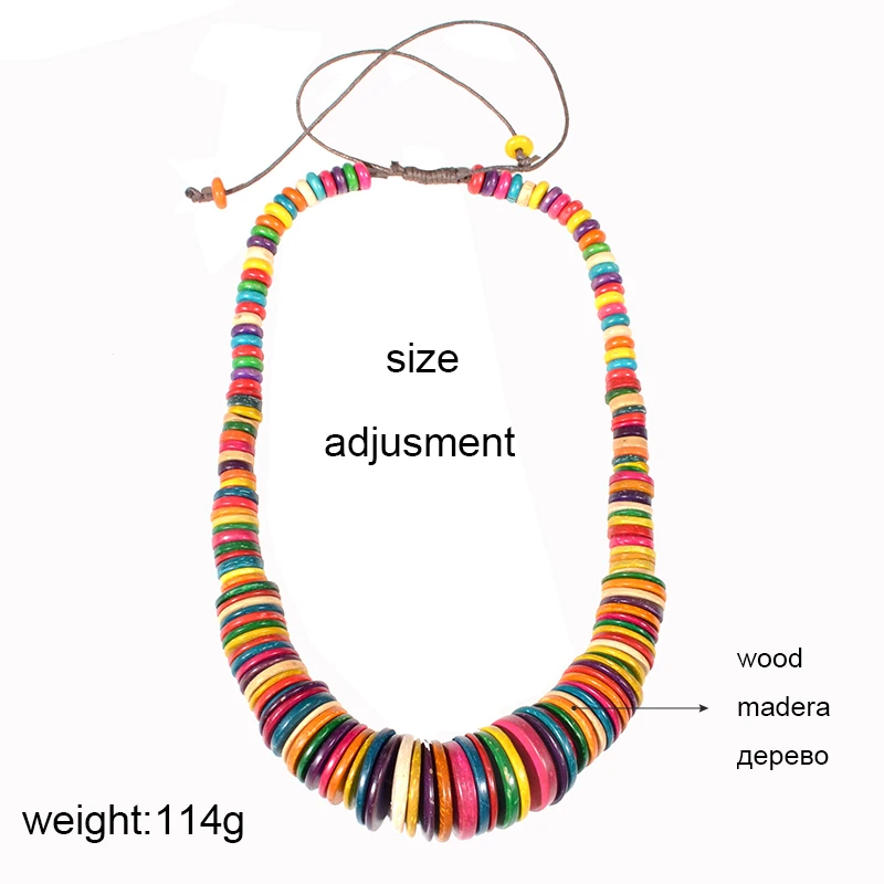 UDDEIN Vintage Handmade Colorful Long Necklace For Women Party Jewelry Chain Necklace & Pendent Wood Choker