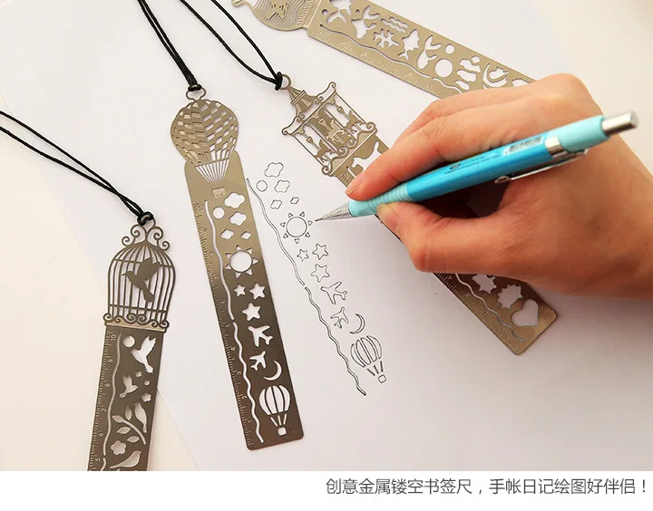 4 teile/los Nette Kawaii Kreative Pferd Vogelkäfig Hohl Metall Lesezeichen Lineal Für Student Geschenk Schule Liefert – Detail 1