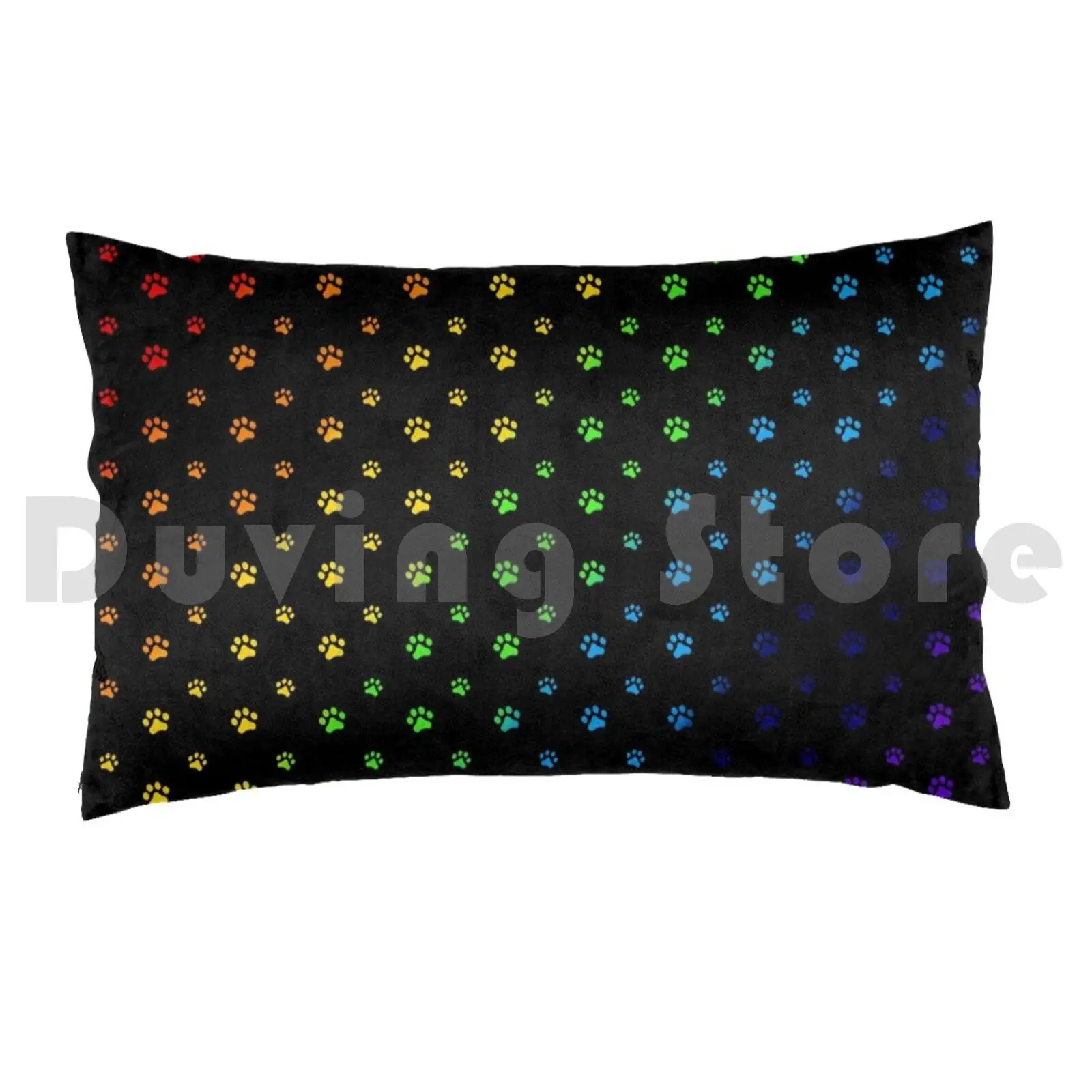 Rainbow Paws-Blk Pillow Case 20*30 Inch Face Cover Cover Paw Paws Paw Paw Pawprints Pawprint Dog Cat