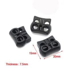 10pcs/pack 2 Holes Cord Lock Toggle Stopper Plastic toggle clip Buckle Cord Buckle Backpack accessories Black 15mm*20mm*7.5mm