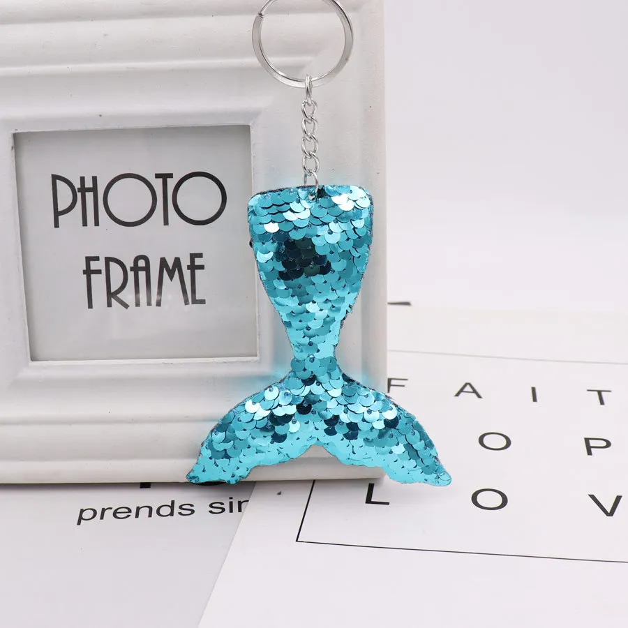 Mermaid Tail Keychain Sequins Keyring Decorative Pendants for Women Bags Car Key Phone Accessories Wedding Party Mom Gifts