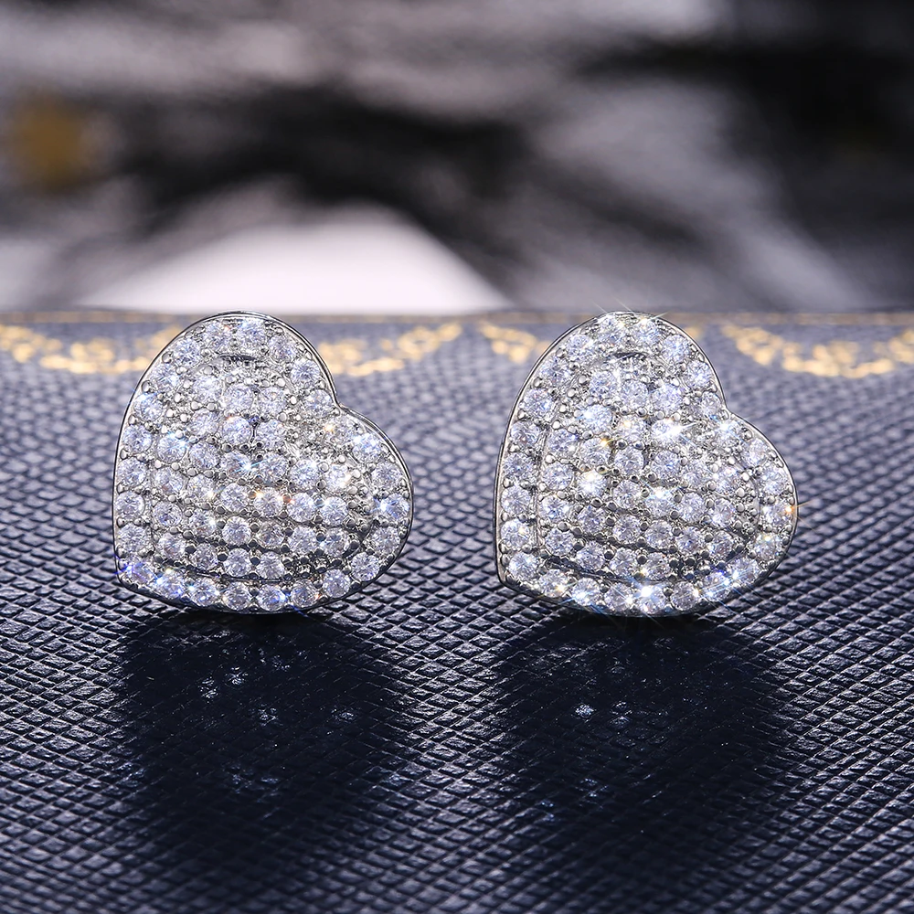 Huitan Classic Design Dazzling Heart Stud Earrings for Women High Quality Romantic Female Accessories Timeless Styling Jewelry