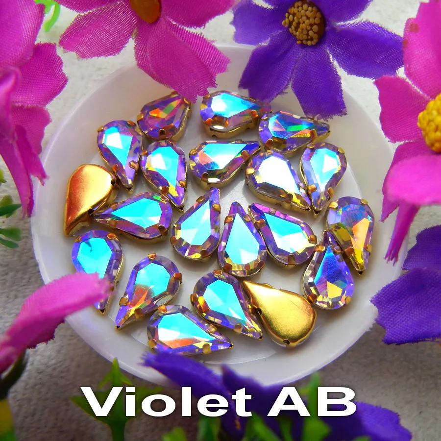 AB Colors Gold Claw Settings 3*6mm 6*10mm 8*13mm Wassertropfen Birnenform Glaskristall Aufnähbare Strassperlen Zubehör DIY – Detail 4