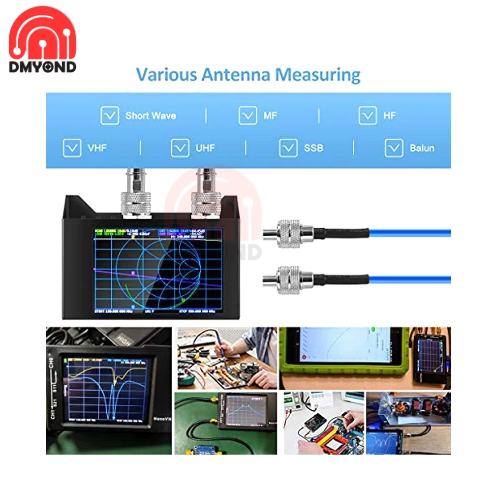 Analizzatore di Antenna 4 pollici 3G NanoVNA V2 analizzatore di rete vettoriale NanoVNA SAA-2N V2 50KHz-3GHz HF VHF UHF batteria integrata da 3000mAh