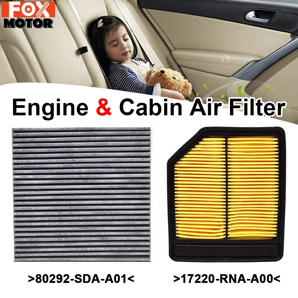 17220-RNA-A00 80290-SDA-A01 Combo Set Engine Cabin Pollen Air Filter For Honda Civic 1.8 4CYL 2005 2006 2007 2008 2009 2010 2011