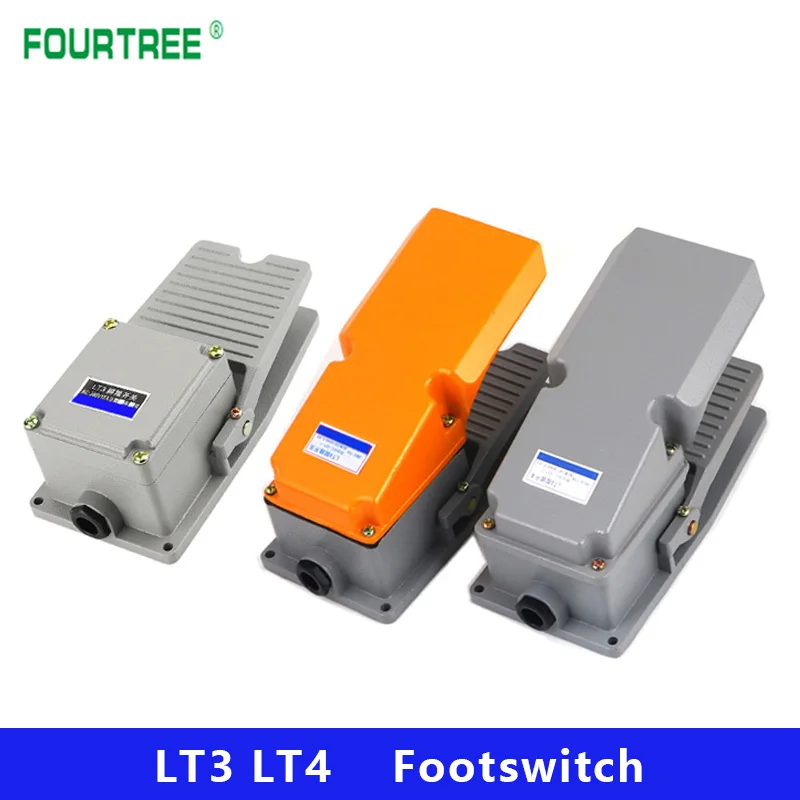 1PCS Footswitch LT3 LT4 Aluminum Shell Foot-on Momentary Control Switch Electric Power Pedal Self-reset Machine Tool Accessories