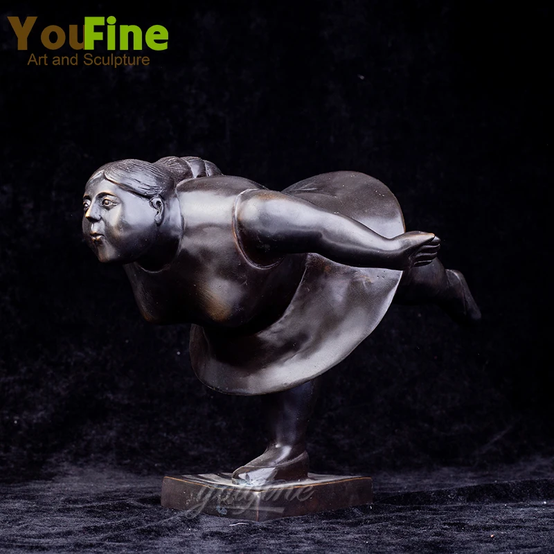 Bronze Fat Lady Yoga Sculpture Bronze Statue Abstract Fat Lady Figurines Ornament Office Hotel Home Modern Art Decor