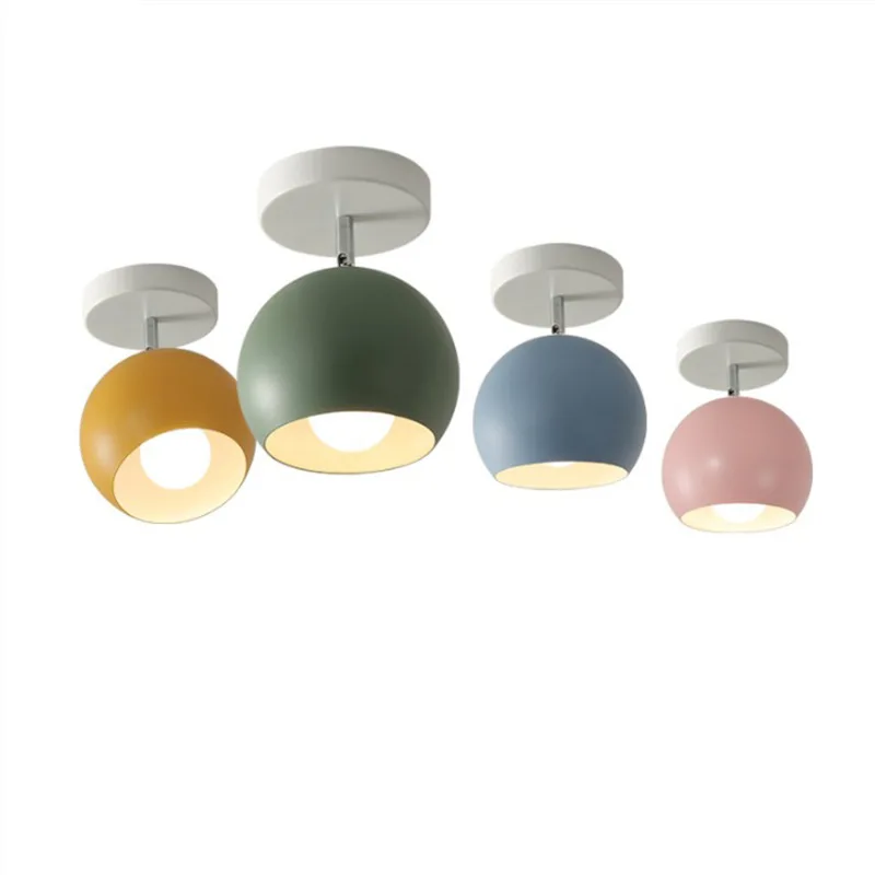 Noridc Wooden Led Ceiling Light Fixture Adjustable Angle Metal Lampshade Colorful Modern Lamp For Corridor Aisel Indoor Creative