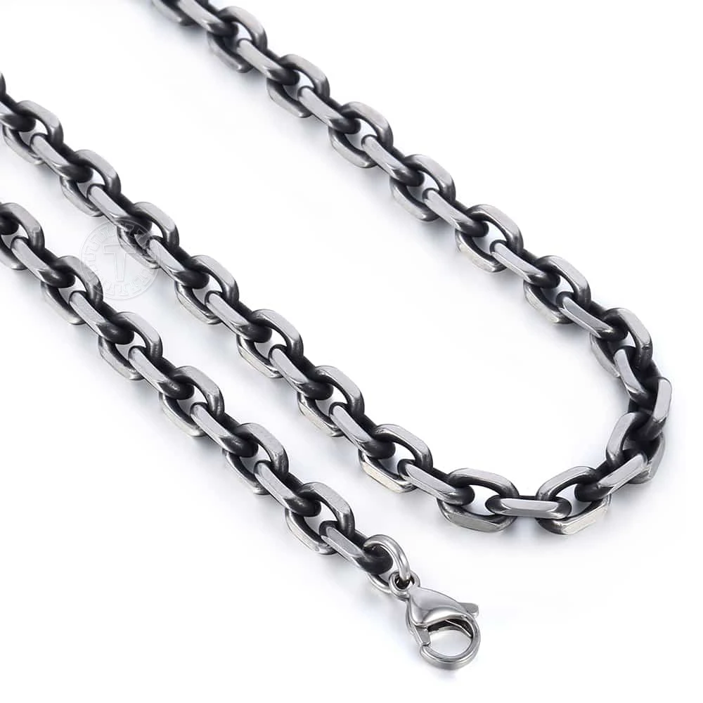 Davieslee Cut Cable Chain Necklace for Men Stainless Steel Gunmetal Tone Mens Necklaces Chains Fashion Jewelry Gift 6mm DKN498