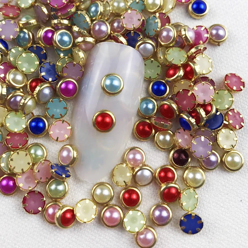 200Pcs Colorful Rhinestones Pearl 4mm Nail Art Decorations 3D Luxury Charm Jewelry DIY Nails Accessories