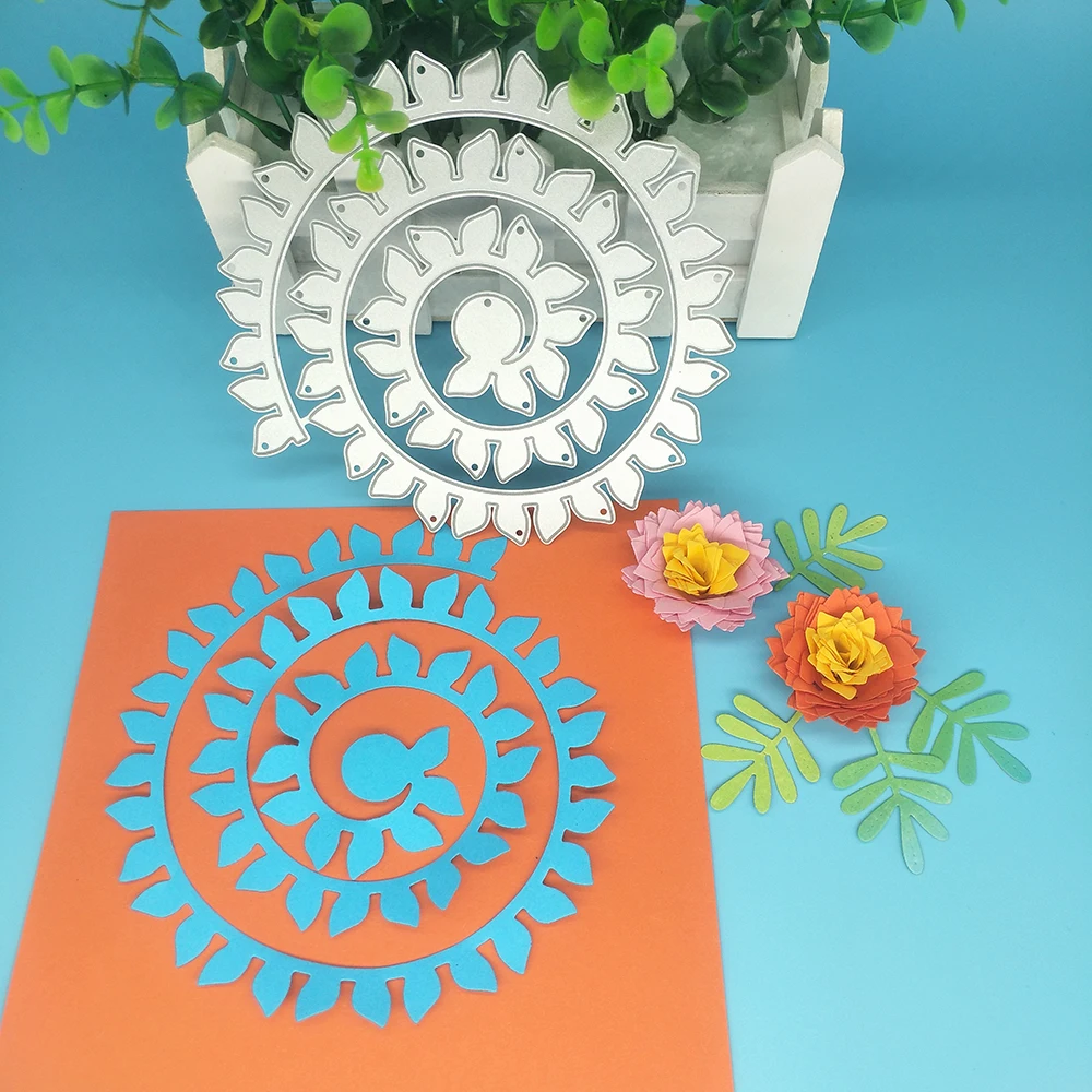 Flor en espiral, clavel, cuchillo de corte de Metal, molde, manualidades de papel, plantilla de tarjeta para álbum de recortes, accesorios de decoración DIY